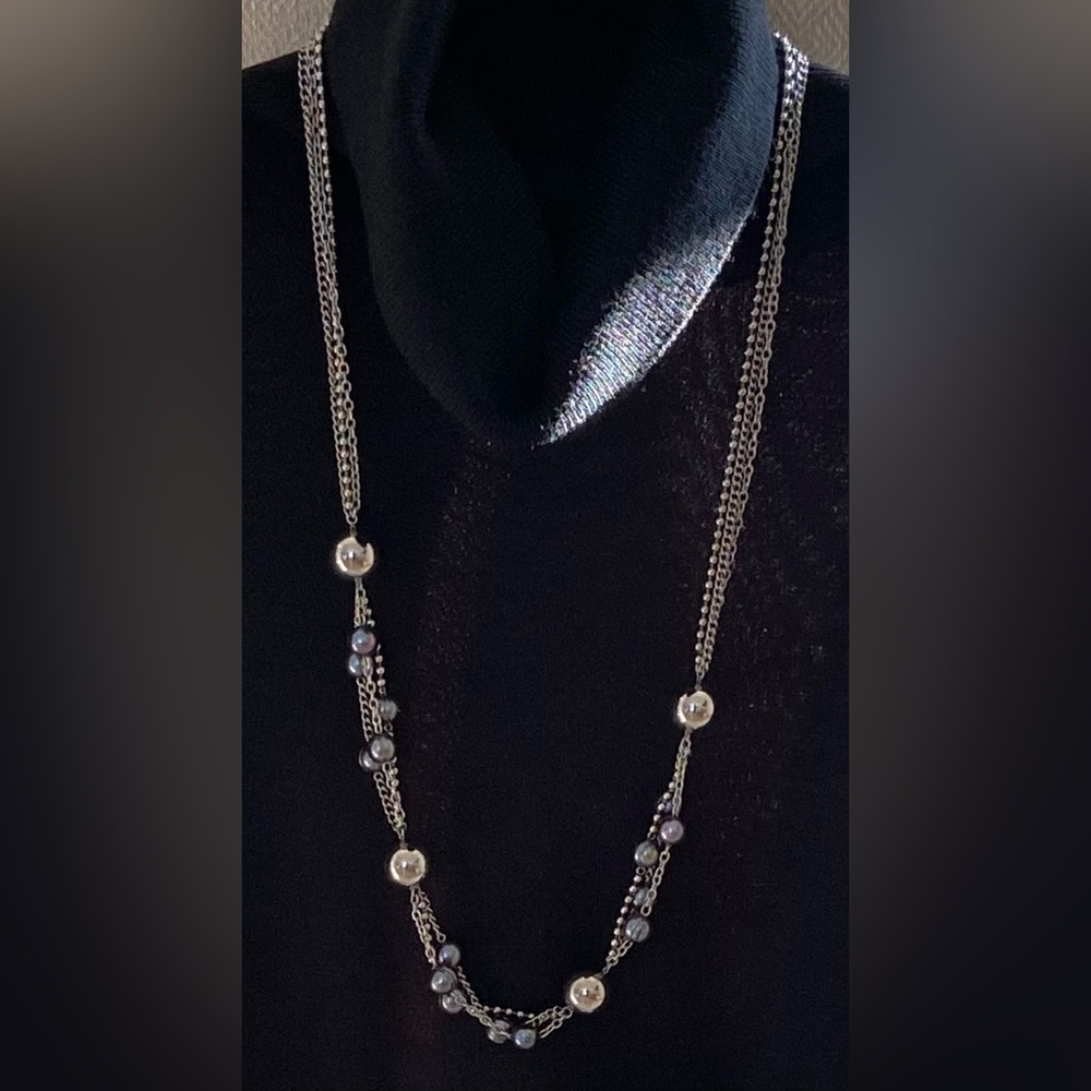 Honora Silver and Black Pearl Necklace